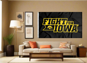 Iowa - Fight For Iowa Black 3x5 Flag
