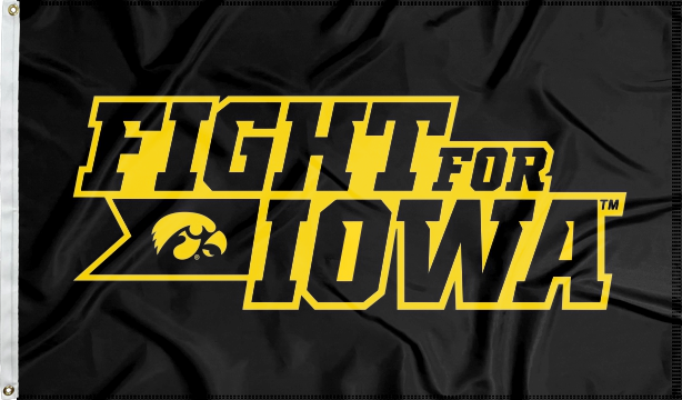 Iowa - Fight For Iowa Black 3x5 Flag