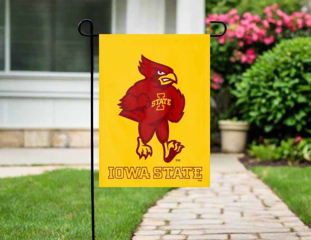 13x18 Iowa State Garden Flag with Cy The Cardinal Logo
