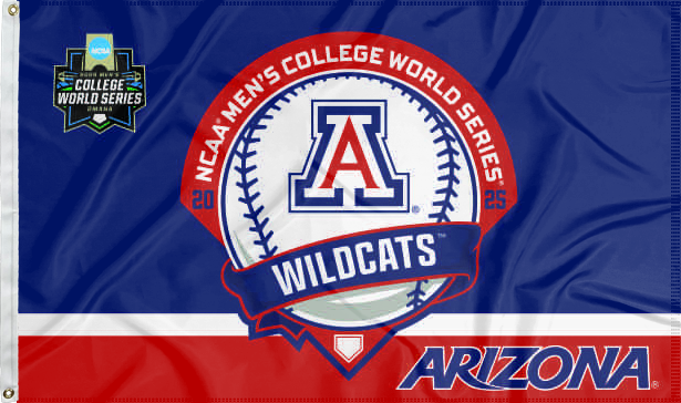 blue and red Arizona Baseball College World Series 2025 Flag