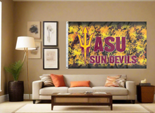 Load image into Gallery viewer, 3x5 ASU Flag with ASU Sun Devils Logo and Fire Background
