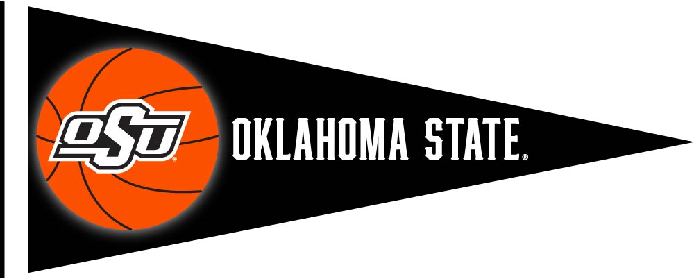 Black 12x30 inch Oklahoma State OSU Basketball Pennant