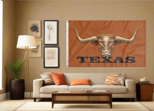 3x5 Texas Longhorns Flag with Bevo Mascot Eyes Logo