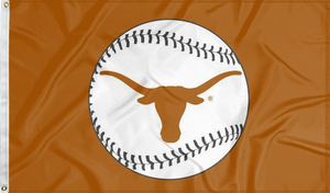 Orange University of Texas Baseball Flag with two metal grommets