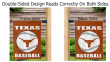 Load image into Gallery viewer, Texas Baseball Garden Flag double-sided hanging on mailbox flagpole
