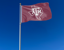 Load image into Gallery viewer, 3x5 Texas A&amp;M Flag with Texas Border and ATM Logo
