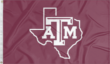 Load image into Gallery viewer, 3x5 Texas A&amp;M Flag with Texas Border and ATM Logo

