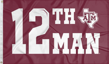Load image into Gallery viewer, 3x5 Texas A&amp;M Flag with 12th Man Logo
