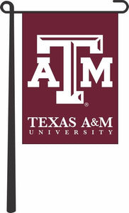 Maroon 13x18 Texas A&M Garden Flag with White and Brown ATM Logo and University Letters