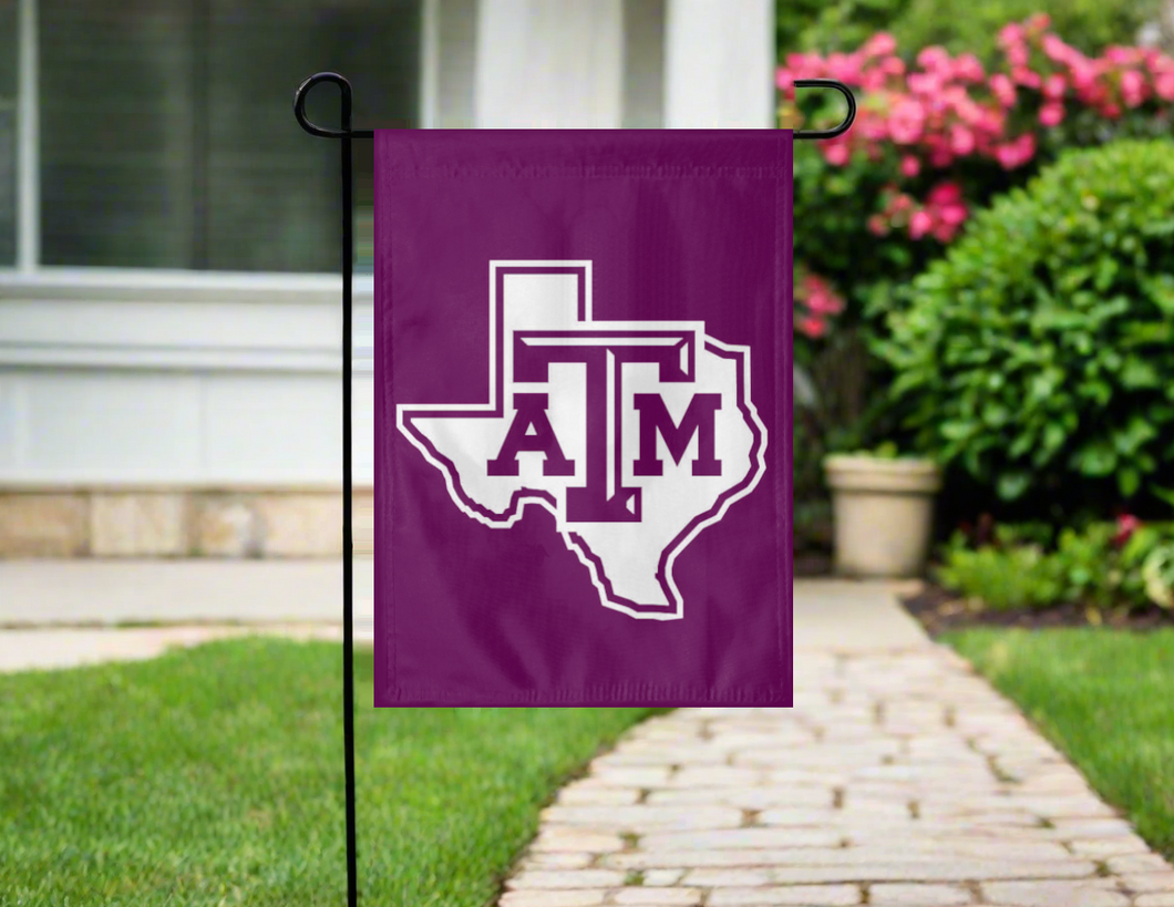 13x18 Texas A&M Garden Flag with Texas Border and ATM Logo