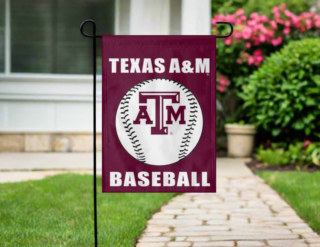13x18 Texas A&M Garden Flag with Texas A&M Baseball Logo