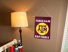 Load image into Gallery viewer, 13x18 Texas A&amp;M Garden Flag with Softball Logo
