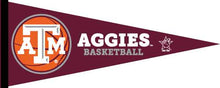 Load image into Gallery viewer, Maroon 12x30 inch Texas A&amp;M Aggies Basketball Pennant
