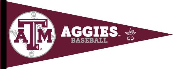 Maroon 12x30 Texas A&M Baseball Pennant