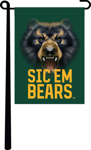 Green 13x18 Baylor Garden Flag with Bear Eyes and Sic Em Bears Logo