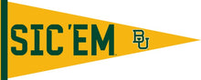 Load image into Gallery viewer, Gold 12x30 inch SIC EM Baylor University Pennant
