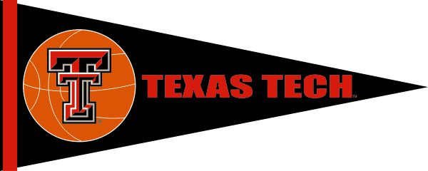 Black 12x30 inch Texas Tech Basketball Pennant