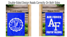 Load image into Gallery viewer, Air Force Academy - Blue Fightin&#39; Falcons &amp; Seal Garden Flag
