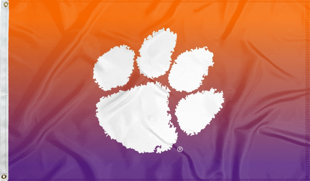 Gradient 3x5 feet wide Clemson University Flag with two metal grommets for indoor home décor