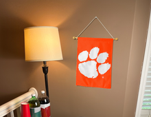 Load image into Gallery viewer, 13x18 Clemson Garden Flag with Clemson Paw Logo
