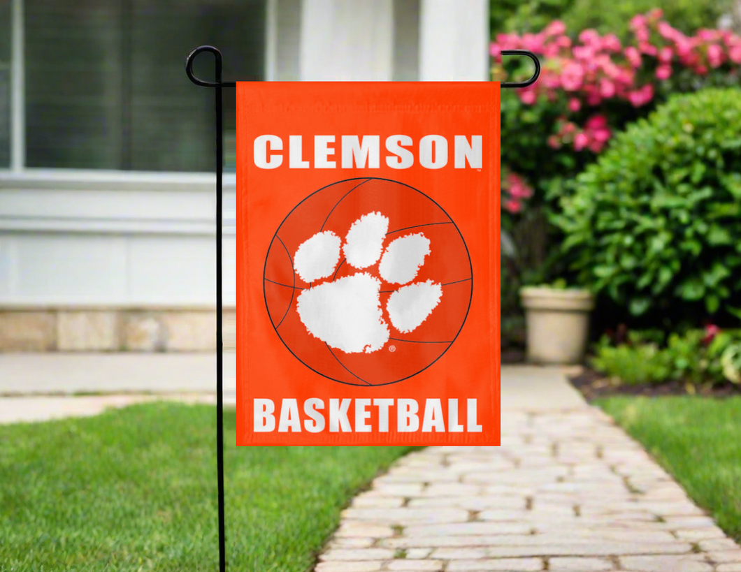 13x18 Clemson Garden Flag with Clemson Basketball Logo