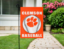 Load image into Gallery viewer, 13x18 Clemson Garden Flag with Clemson Baseball Logo
