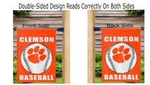 Load image into Gallery viewer, 13x18 Clemson Garden Flag with Clemson Baseball Logo
