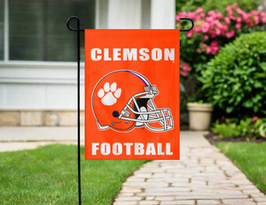 13x18 Clemson Garden Flag with Clemson Football Helmet Logo