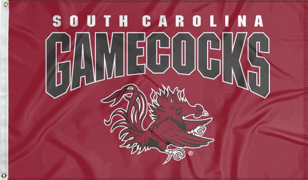 Red 3x5 University of South Carolina Gamecocks Flag with two metal grommets for indoor home décor