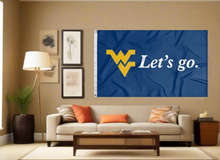 Load image into Gallery viewer, 3x5 West Virginia University Flag with Let&#39;s Go Logo

