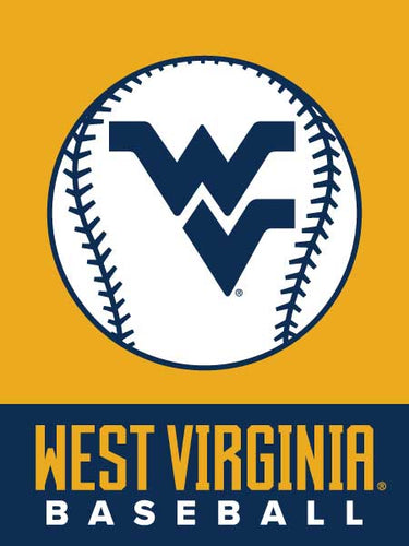 gold and blue West Virginia Baseball House Flag for sports décor