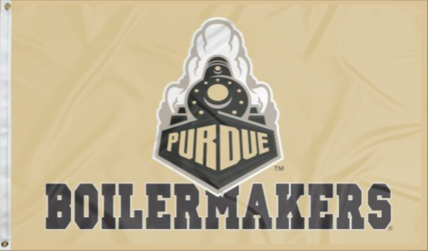 3x5 Purdue Flag with Purdue Train and Boilermakers Logo
