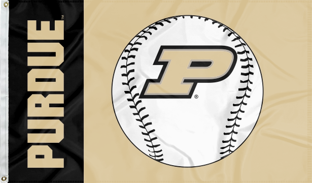 3x5 Purdue Flag with Purdue Baseball Logo