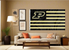 Load image into Gallery viewer, 3x5 Purdue Flag with National Logo
