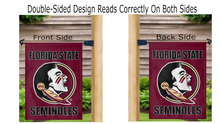 Load image into Gallery viewer, fsu garden flag displayed from both sides on a mailbox flagpole
