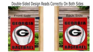 double sided garden flag with georgia softball logo reading correctly on both sides