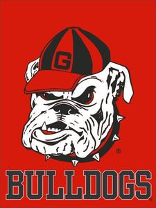 Red University of Georgia House Flag with Bulldogs Logo