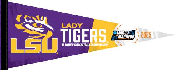 Purple and Gold March Madness 2025 LSU Basketball Women's Pennant for indoor home decor
