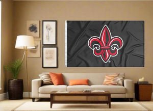 Louisiana Lafayette- Fleur Black 3x5 Flag