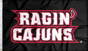 Louisiana Lafayette- Ragin Cajuns Black 3x5 Flag