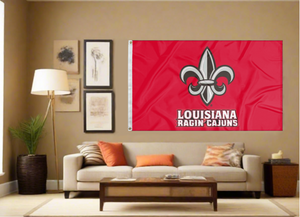 Louisiana Lafayette- Fleur & Ragin Cajuns Red 3x5 Flag