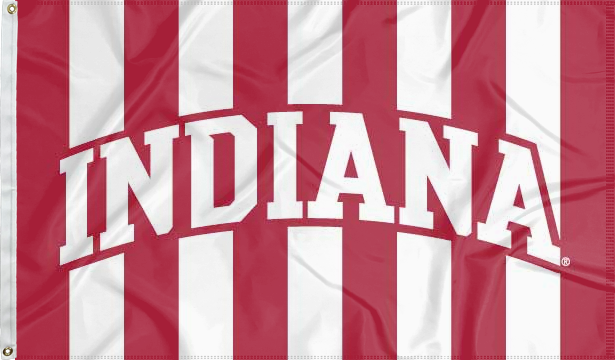 Indiana University 3x5 Flag with Candy Stripes Background and Indiana University Logo