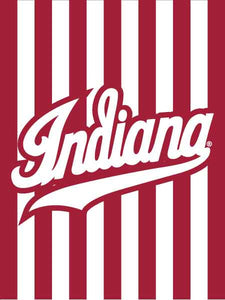Indiana University House Flag with Candy Stripes Background and Indiana University Logo