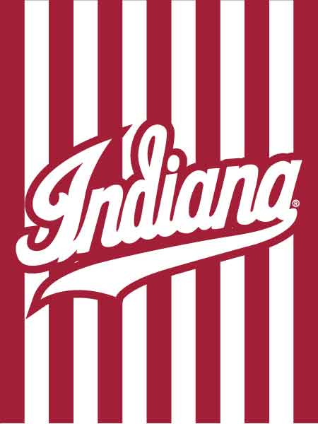 Indiana University House Flag with Candy Stripes Background and Indiana University Logo