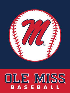 Blue Ole Miss Baseball House Flag