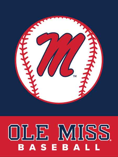 Blue Ole Miss Baseball House Flag