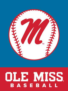 Blue Ole Miss Baseball House Flag
