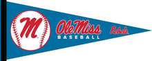 Load image into Gallery viewer, light blue 12x30 in. Ole Miss Baseball Pennant for sports décor
