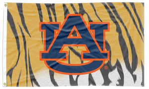 3x5 Auburn Flag with AU Logo and Two Metal Grommets and Tiger Skin Background