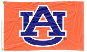 Orange 3x5 Auburn Flag with AU Logo and Two Metal Grommets